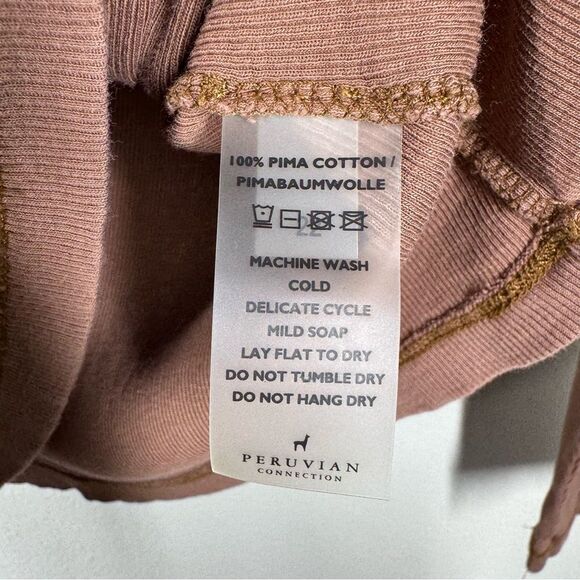 Peruvian Connection Brown Ribbed Long Sleeve Shirt Fitted Women’s Size XS - Picture 5 of 5